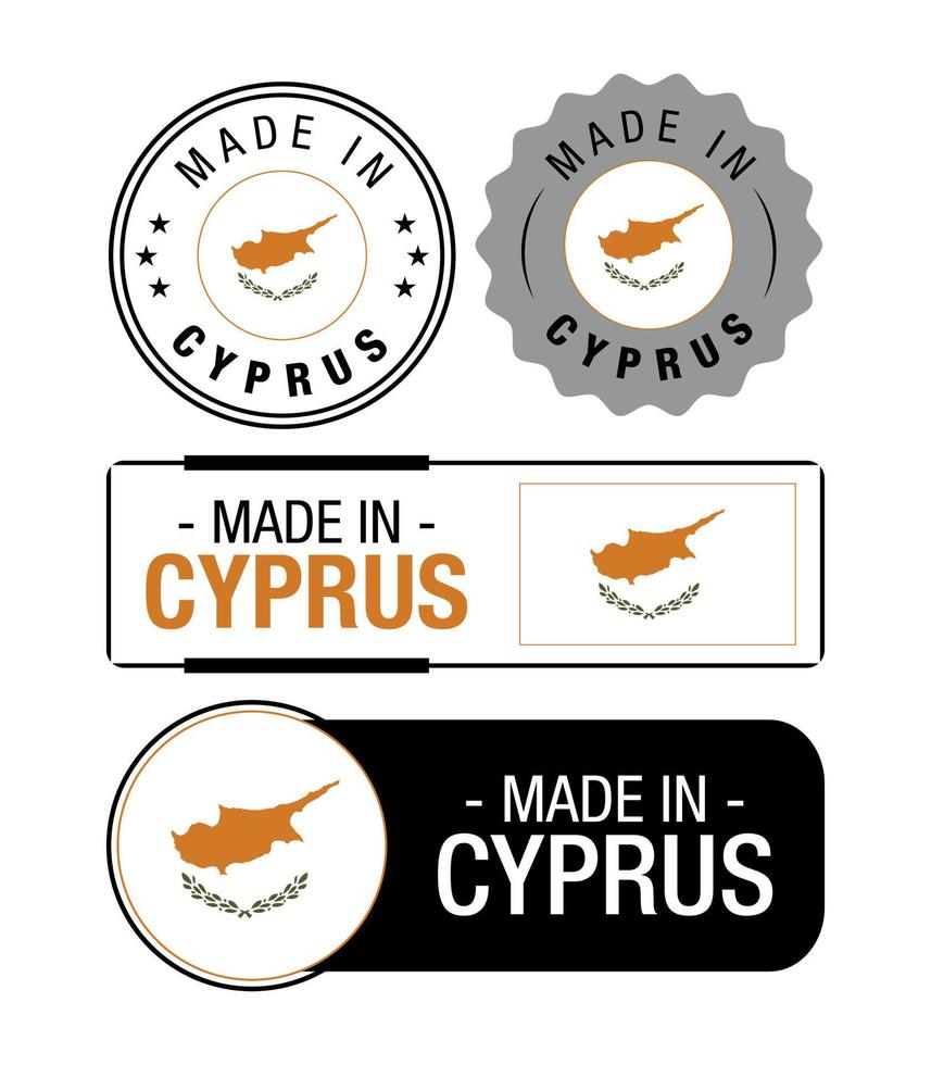 reeks van gemaakt in Cyprus etiketten, logo, Cyprus vlag, Cyprus Product embleem vector