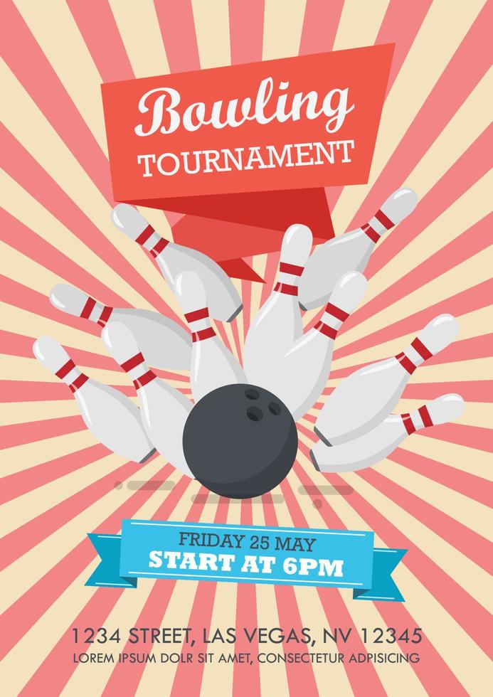 bowling toernooi poster vector