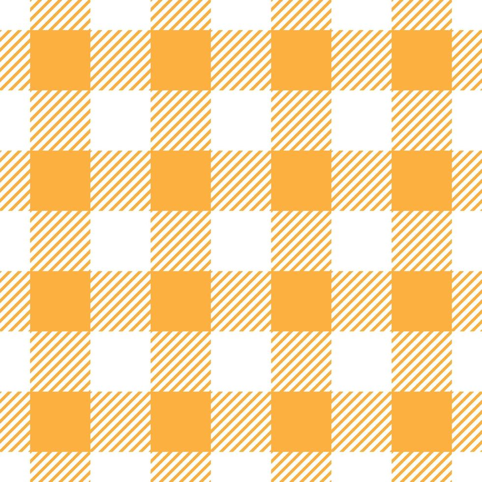 oranje en wit katoenen stof patroon, geruit plaid vector herhaling