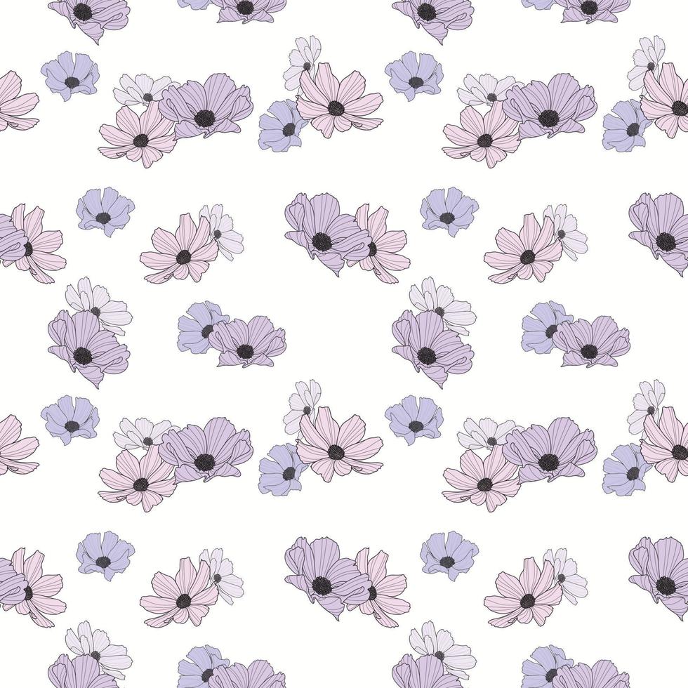 tuin kosmos bloem herhaling patroon, vector, Purper ontwerp vector