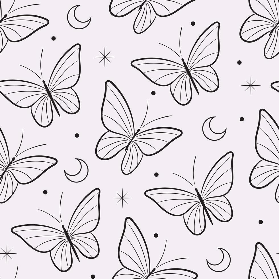 mystiek vlinder vector patroon, naadloos herhaling