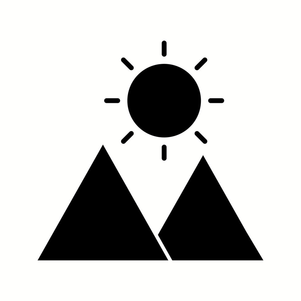 uniek zon Aan berg vector glyph icoon