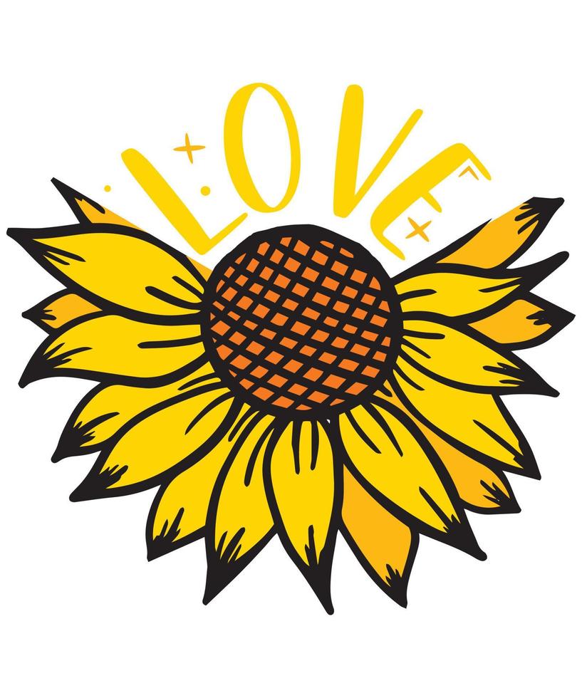 zonnebloem liefde t-shirt ontwerp vector