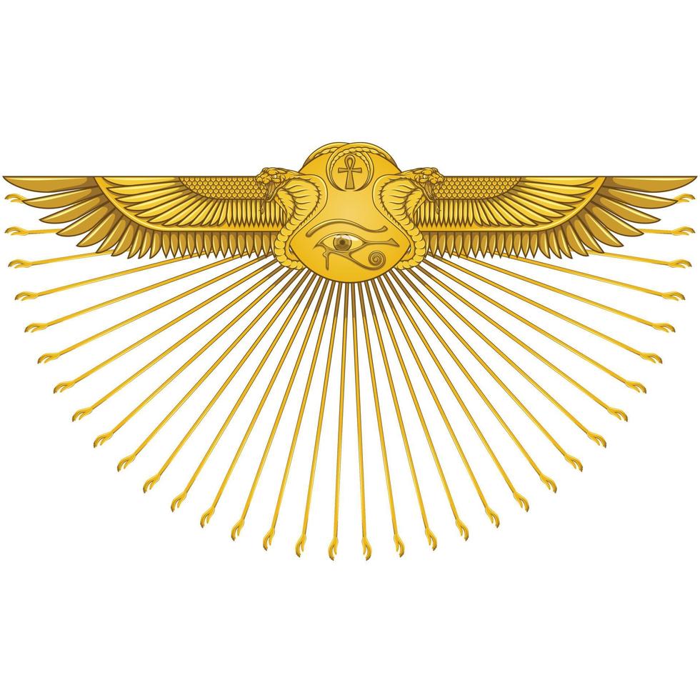 gevleugeld zon met cobra's, symbool van oude Egypte vector
