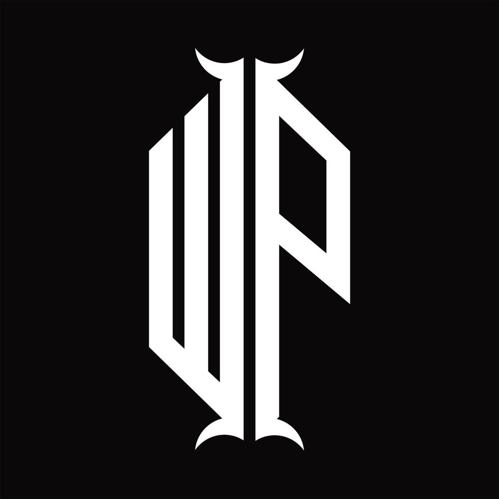 wp logo monogram met toeter vorm ontwerp sjabloon vector