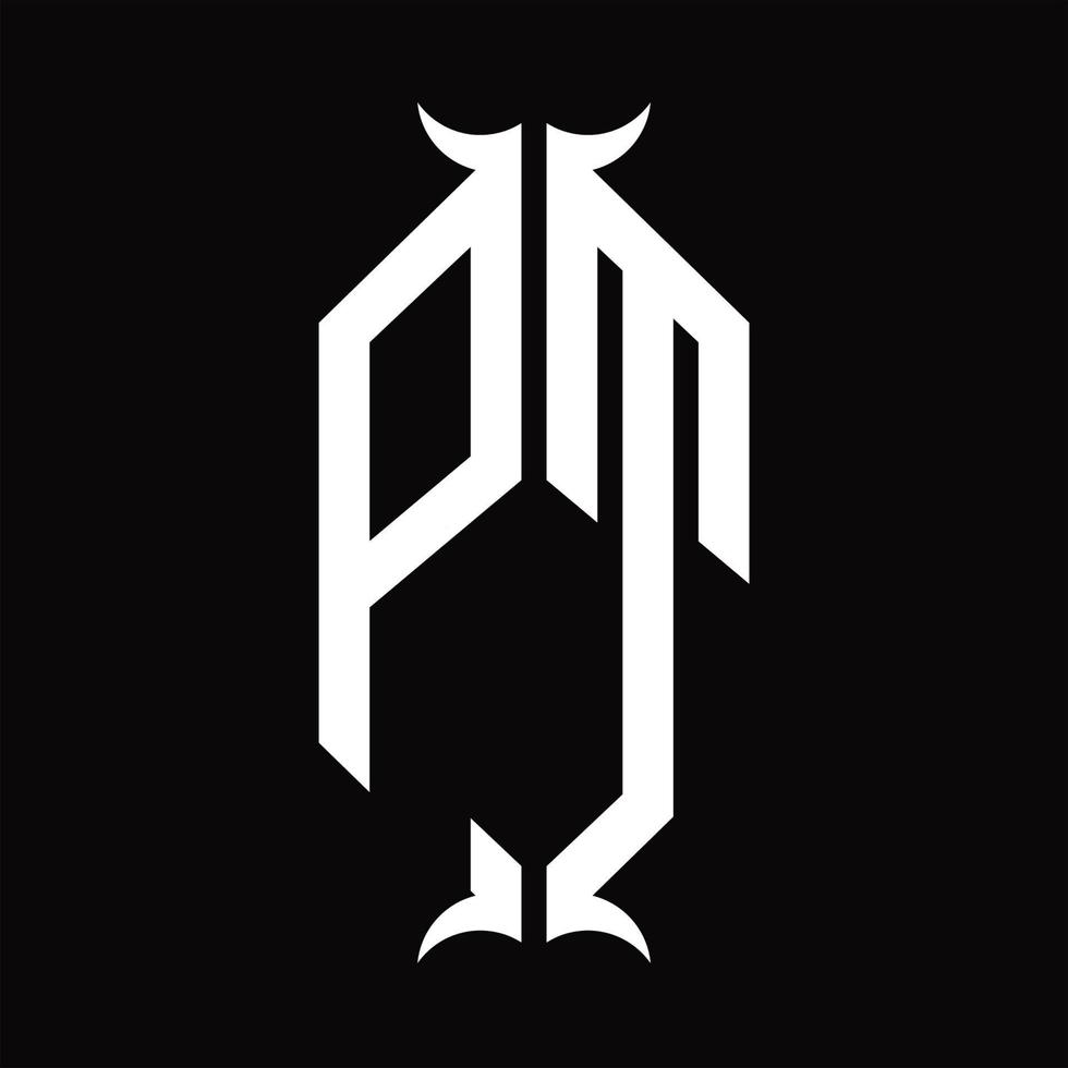 pt logo monogram met toeter vorm ontwerp sjabloon vector