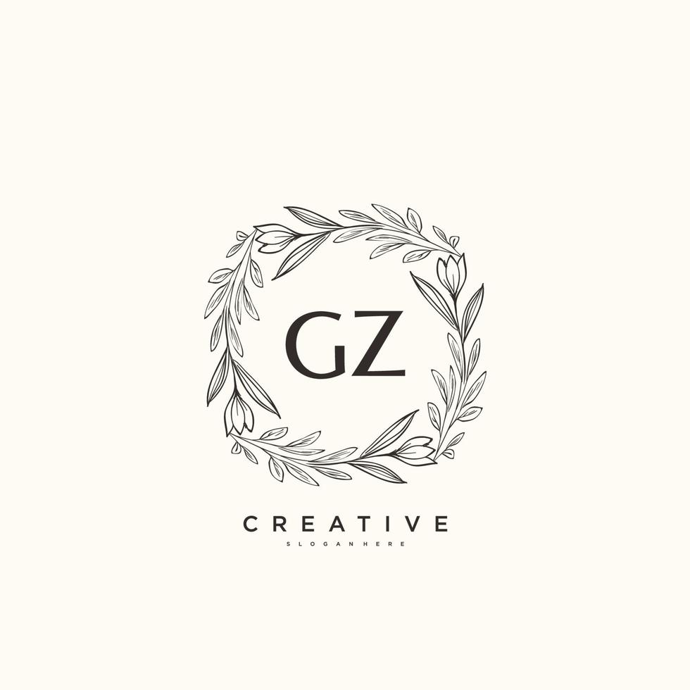 gz schoonheid vector eerste logo kunst, handschrift logo van eerste handtekening, bruiloft, mode, juwelen, boetiek, bloemen en botanisch met creatief sjabloon voor ieder bedrijf of bedrijf.