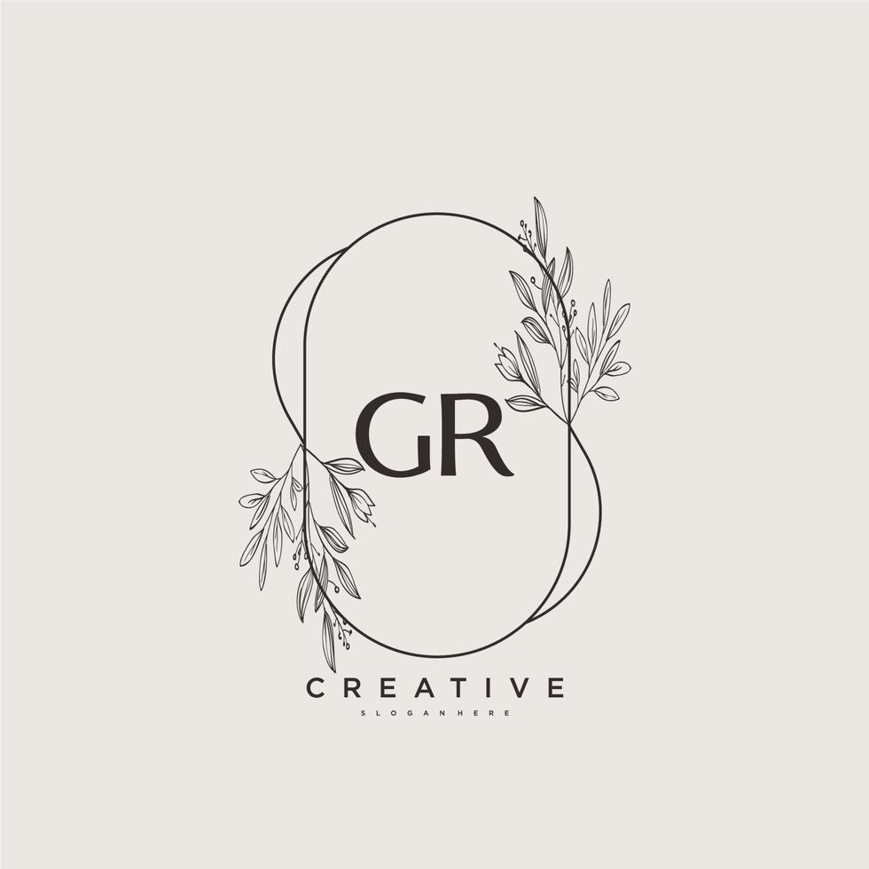 gr schoonheid vector eerste logo kunst, handschrift logo van eerste handtekening, bruiloft, mode, juwelen, boetiek, bloemen en botanisch met creatief sjabloon voor ieder bedrijf of bedrijf.
