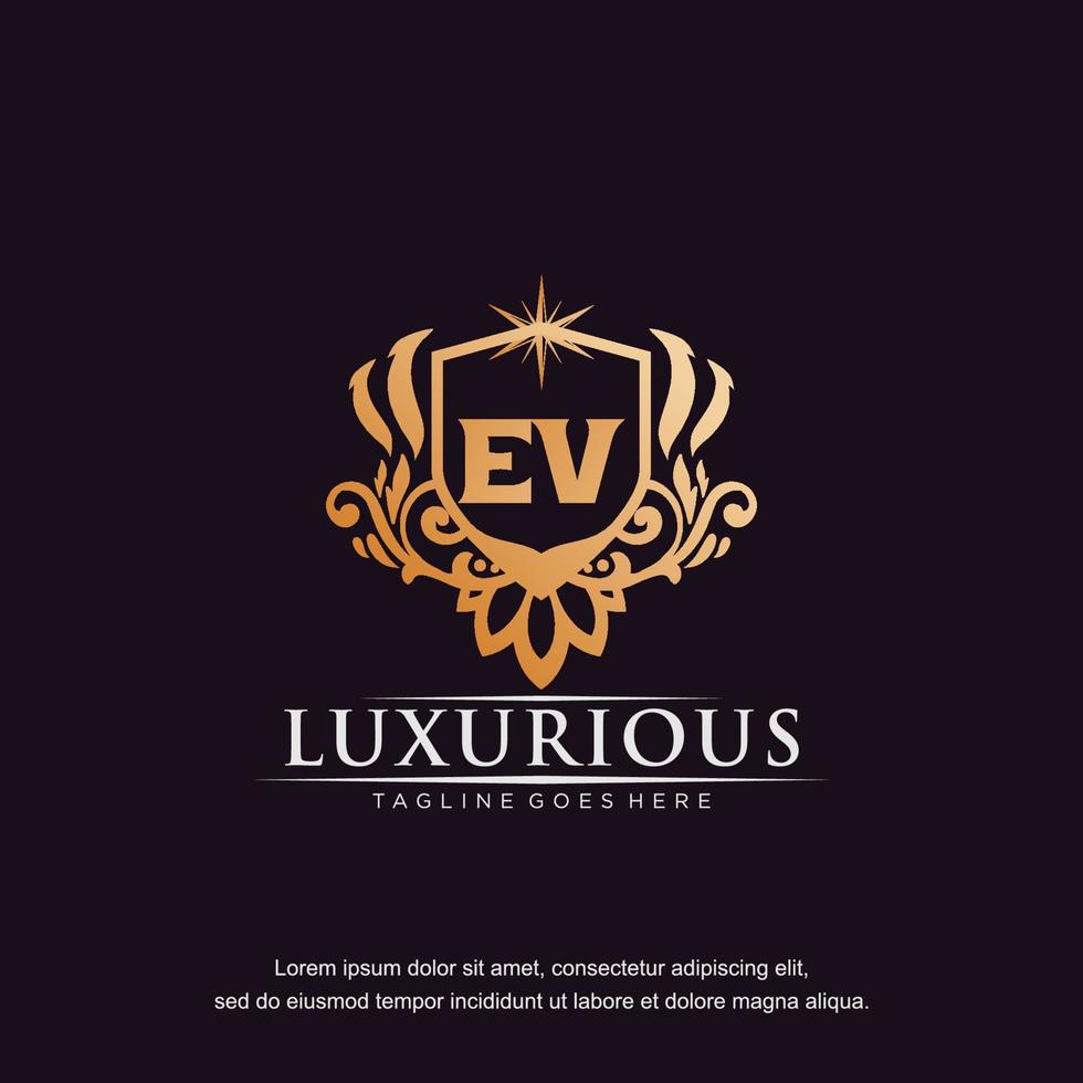 ev eerste brief luxe ornament goud monogram logo sjabloon vector kunst.