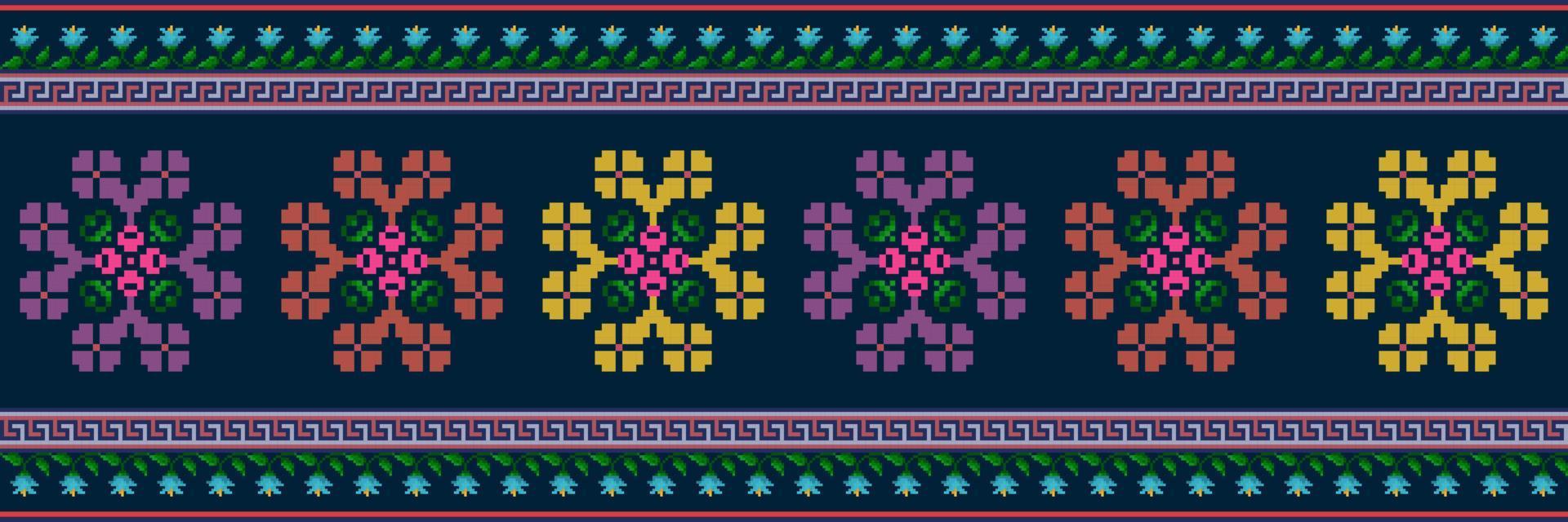 ikat etnisch naadloos patroon decoratie ontwerp. aztec kleding stof tapijt boho mandala's textiel behang. tribal inheems motief ornamenten Afrikaanse Amerikaans volk traditioneel borduurwerk vector