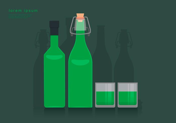 Wijn of Liquor Stopper Met Glas En Kurkentrekker vector