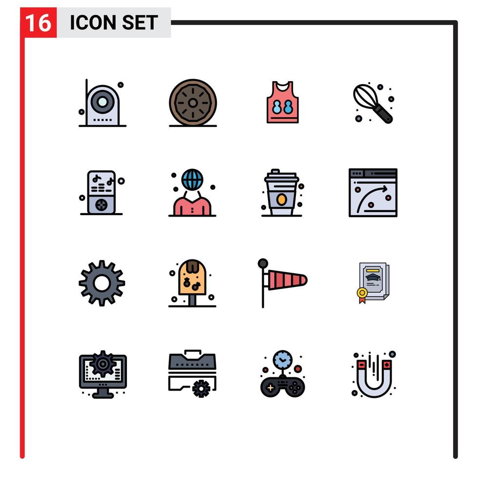 reeks van 16 modern ui pictogrammen symbolen tekens voor ipod menger pompoen taart handleiding spel bewerkbare creatief vector ontwerp elementen