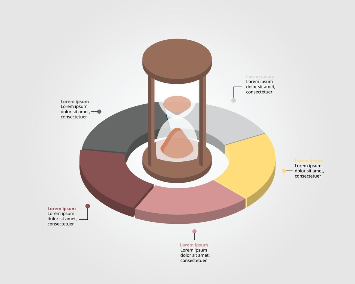 tijdsjabloon voor infographic voor presentatie voor 5 elementen vector