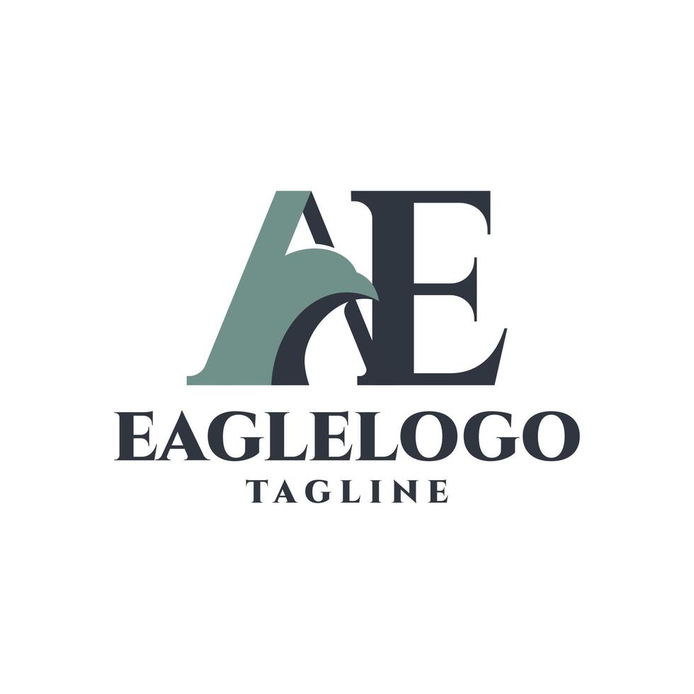 brief een en e logo met een illustratie van een vogel hoofd. mooi zo voor ieder bedrijf logo. vector