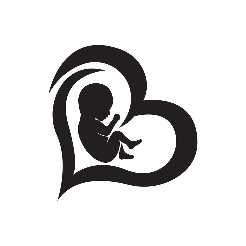 zwanger moeder en foetus icoon logo, vector ontwerp