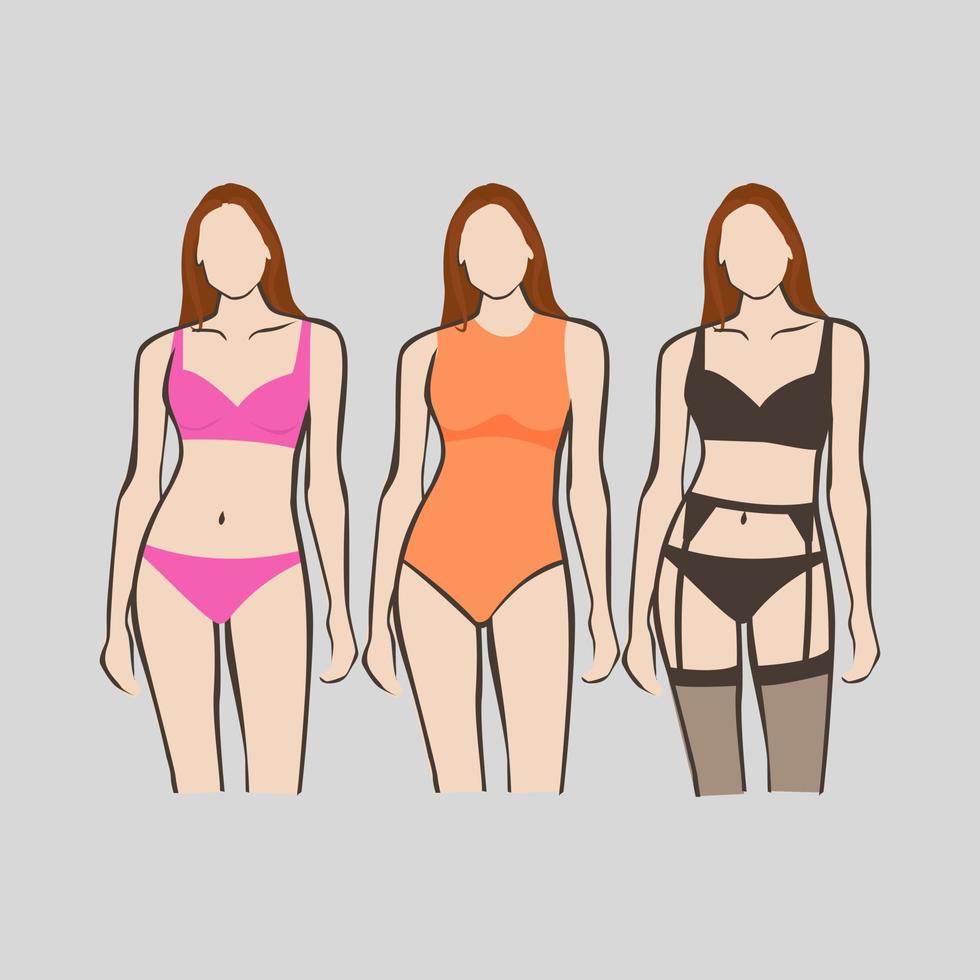 mooi vrouw in lingerie ondergoed badmode bikini ontwerp vector