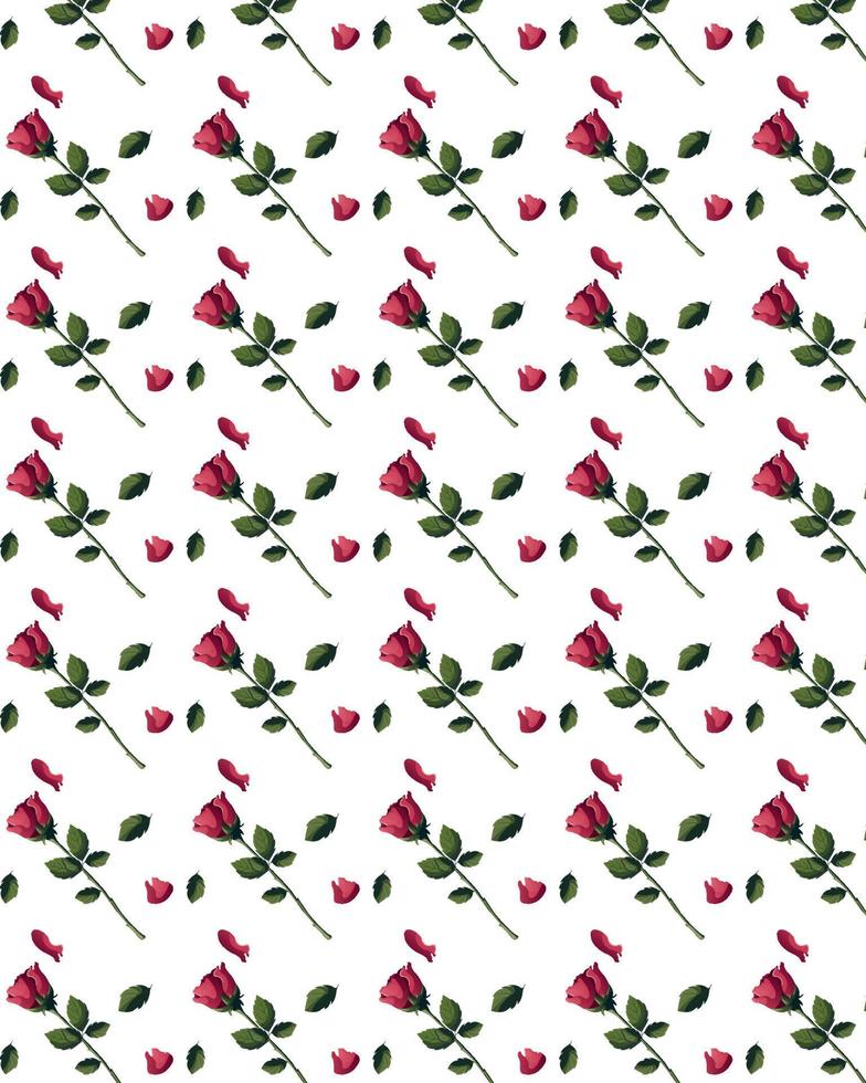 naadloos patroon met rood rozen, bladeren. gelukkig Valentijnsdag dag, romantiek, liefde concept. perfect voor Product ontwerp, scrapbooken, textiel, omhulsel papier. vector