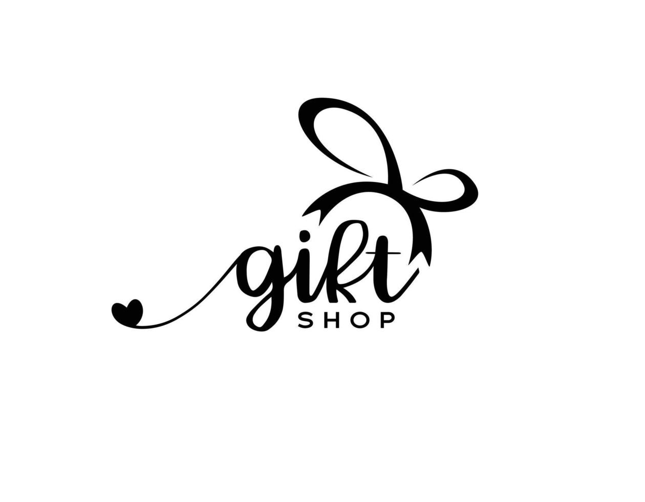 brief geschenk winkel eerste handschrift vector logo ontwerp, geschenk winkel logo ontwerp, geschenk liefde lint vector logo ontwerp