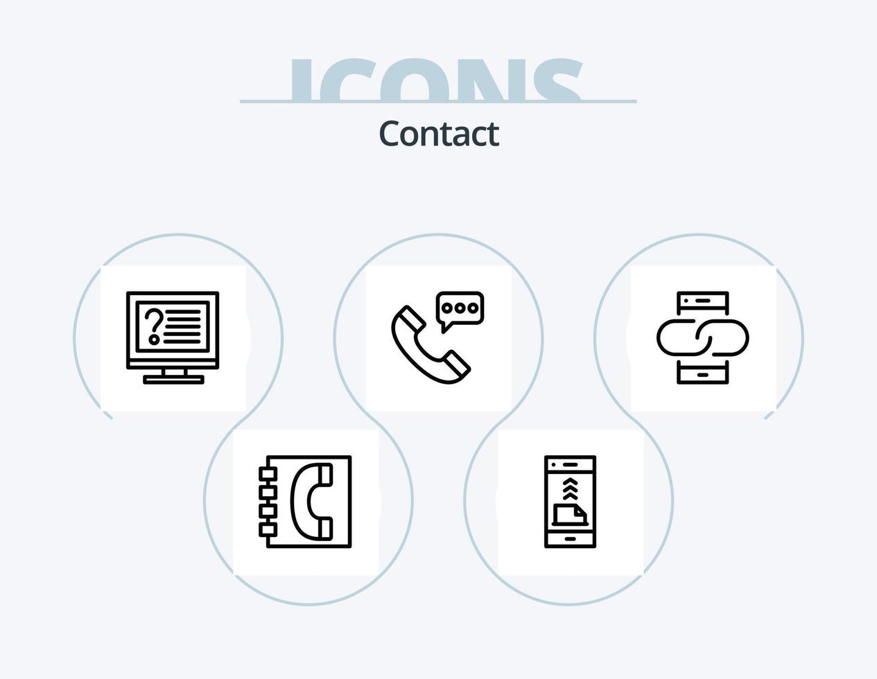 contact lijn icoon pak 5 icoon ontwerp. datum. kalender. informatie. vergiet. envelop vector