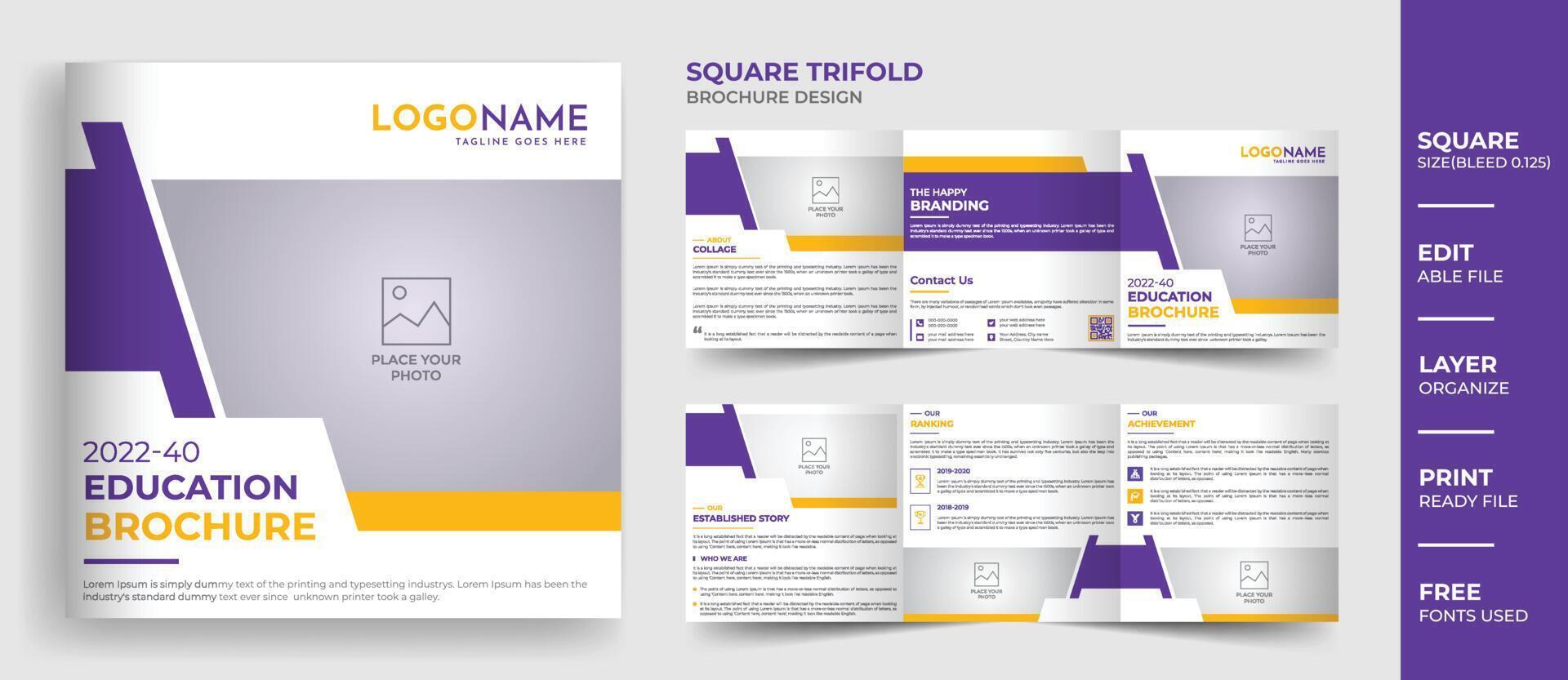 8 bladzijde plein school- onderwijs brochure sjabloon ontwerp, modern meerdere pagina's toelating brochure ontwerp vector