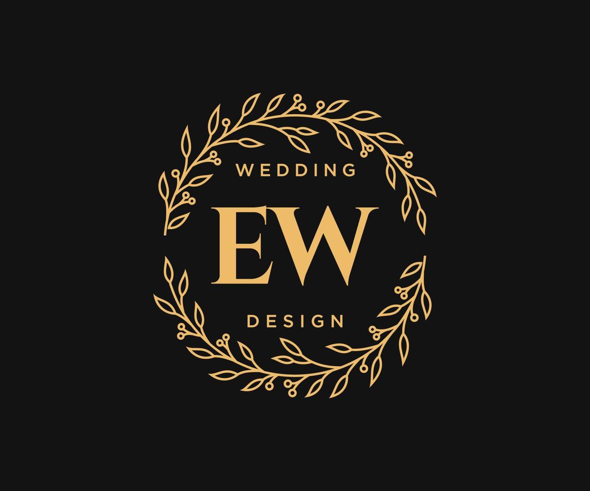 ew initialen brief bruiloft monogram logos verzameling, hand- getrokken modern minimalistisch en bloemen Sjablonen voor uitnodiging kaarten, opslaan de datum, elegant identiteit voor restaurant, boetiek, cafe in vector