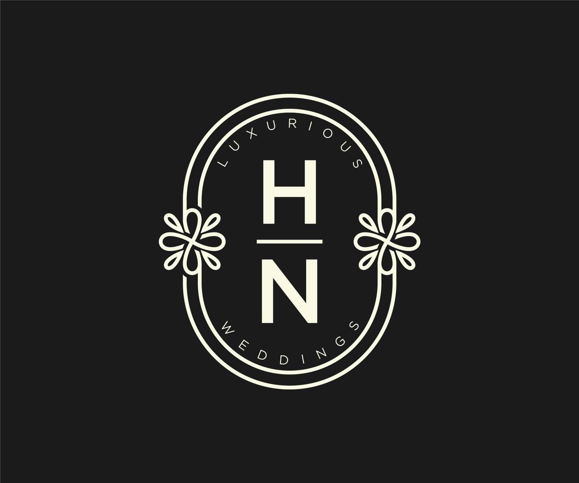 hn initialen brief bruiloft monogram logos sjabloon, hand- getrokken modern minimalistisch en bloemen Sjablonen voor uitnodiging kaarten, opslaan de datum, elegant identiteit. vector