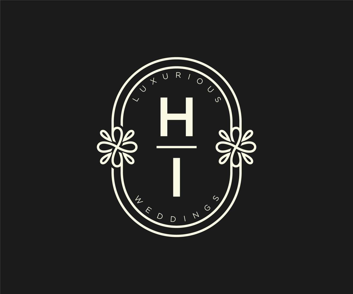 Hoi initialen brief bruiloft monogram logos sjabloon, hand- getrokken modern minimalistisch en bloemen Sjablonen voor uitnodiging kaarten, opslaan de datum, elegant identiteit. vector