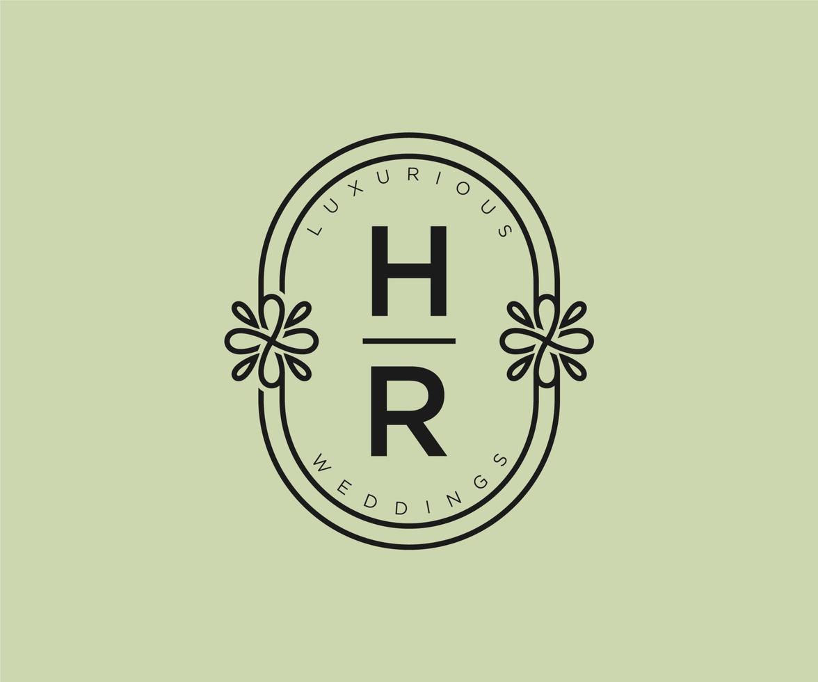 hr initialen brief bruiloft monogram logos sjabloon, hand- getrokken modern minimalistisch en bloemen Sjablonen voor uitnodiging kaarten, opslaan de datum, elegant identiteit. vector