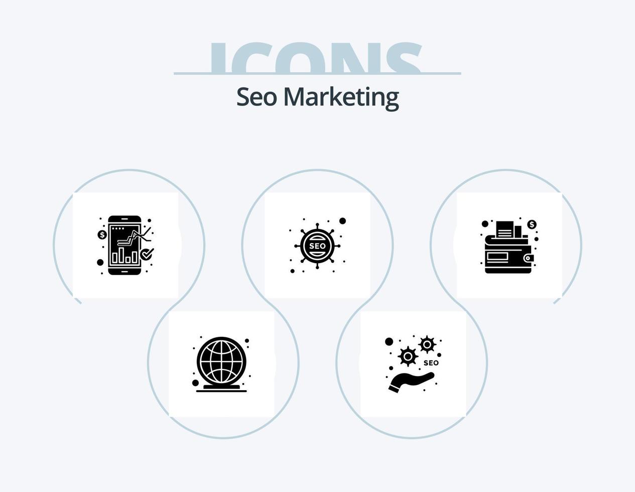 seo afzet glyph icoon pak 5 icoon ontwerp. geld. marketing. aandelenbeurs. seo. afzet vector