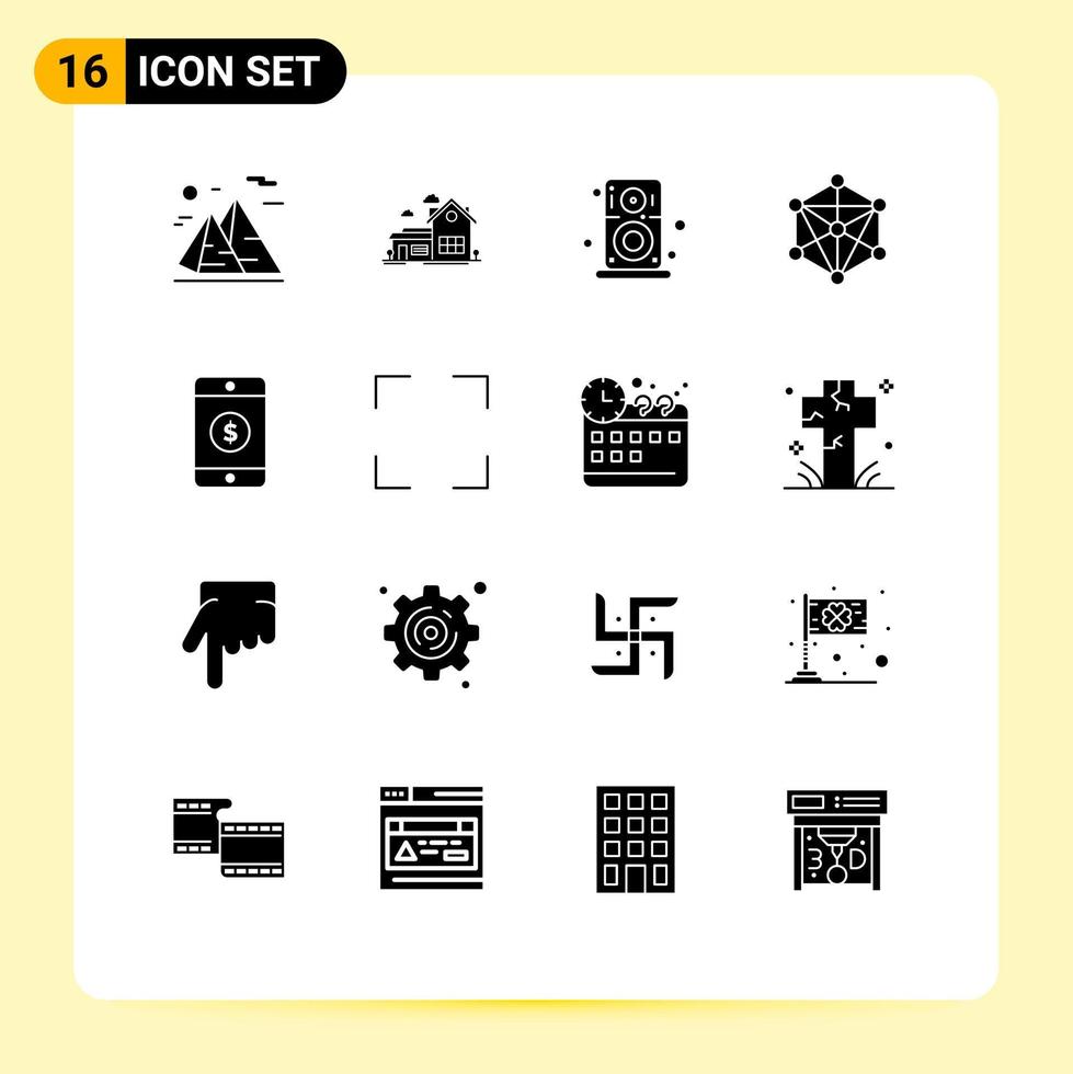 reeks van 16 modern ui pictogrammen symbolen tekens voor machine taal villa gegevens speler bewerkbare vector ontwerp elementen