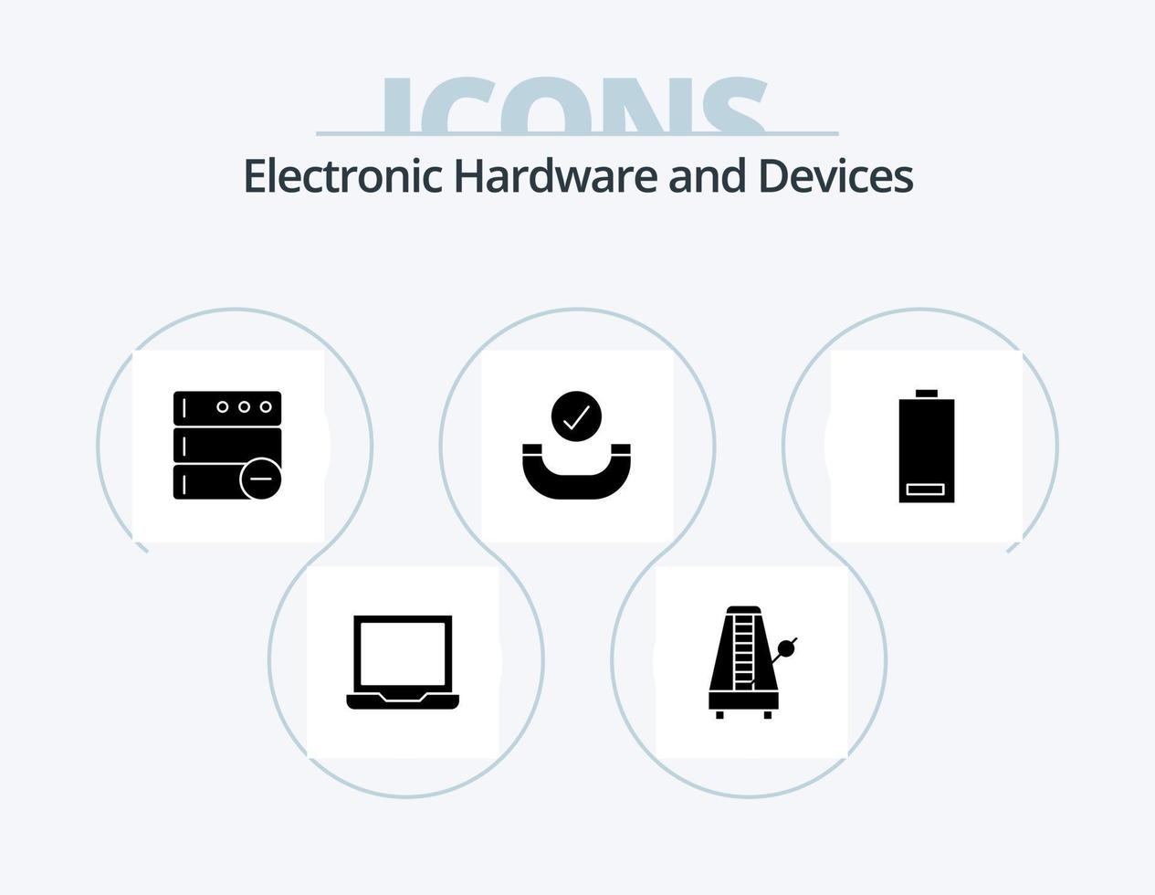 apparaten glyph icoon pak 5 icoon ontwerp. energie. elektrisch. databank. accu. gecontroleerd vector