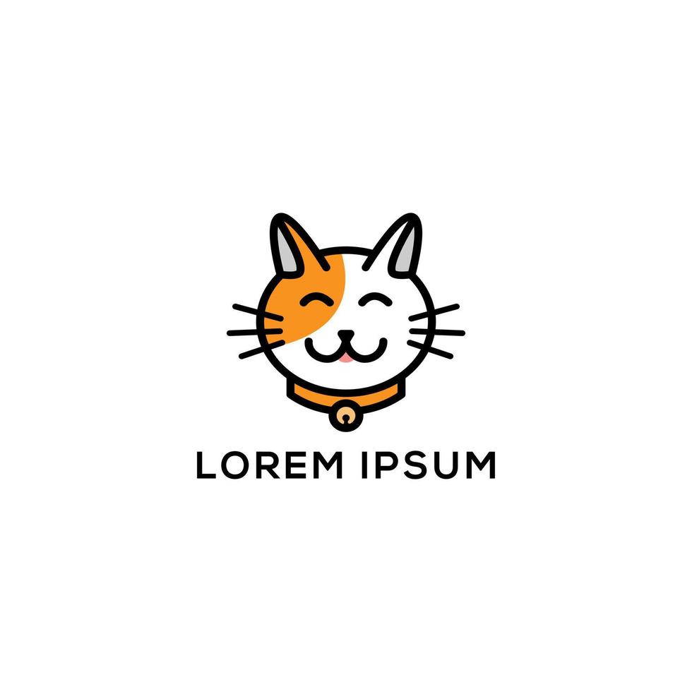 schattig kat hoofd logo ontwerp met vlak ontwerp stijl, kan gebruik voor uw branding identiteit vector