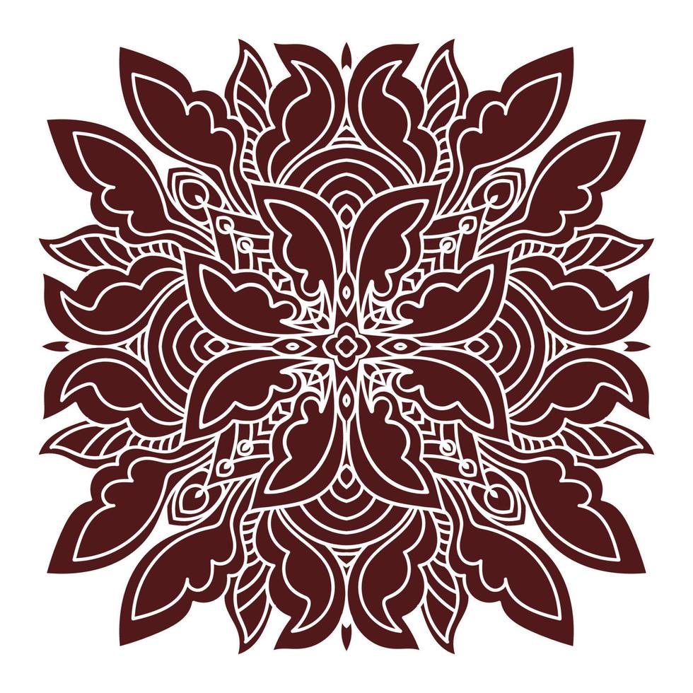 hand- tekening mandala element, silhouet in Marsala kleur. Italiaans majolica stijl vector