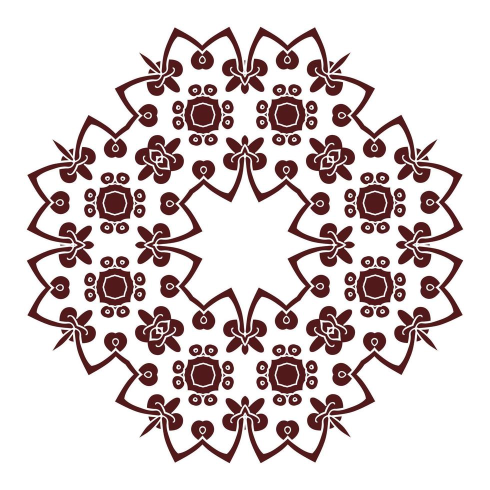 hand- tekening mandala element, silhouet in Marsala kleur. Italiaans majolica stijl vector