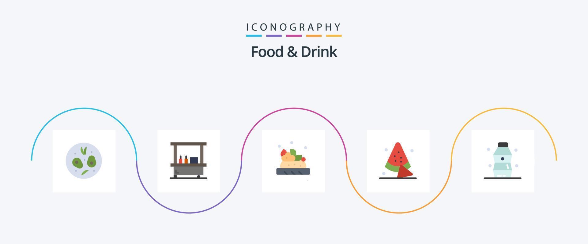 voedsel en drinken vlak 5 icoon pak inclusief fles. drankje. voedsel. vector