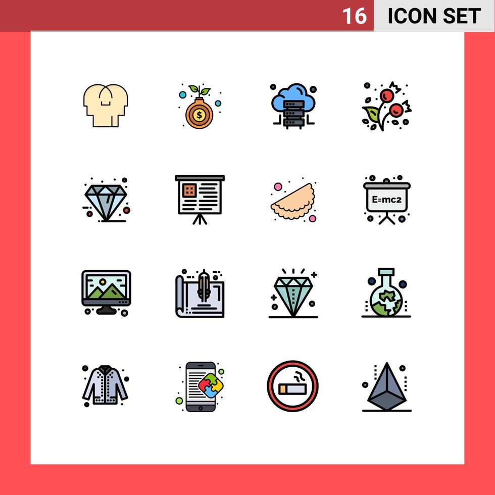 reeks van 16 modern ui pictogrammen symbolen tekens voor vrijdag zwart wolk verkoudheid bessen bewerkbare creatief vector ontwerp elementen