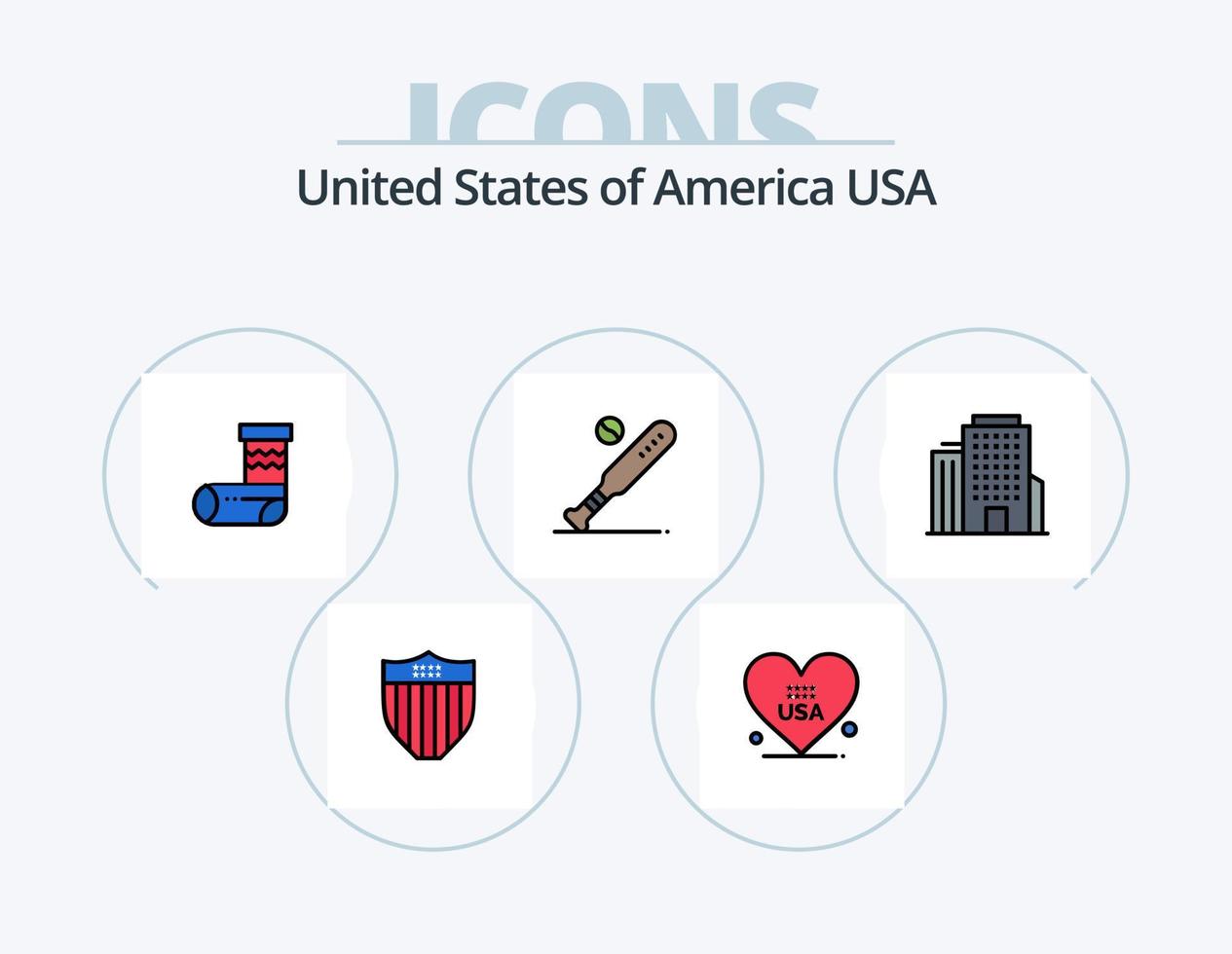 Verenigde Staten van Amerika lijn gevulde icoon pak 5 icoon ontwerp. Amerikaans. hart. hoed. Amerikaans. hoed vector