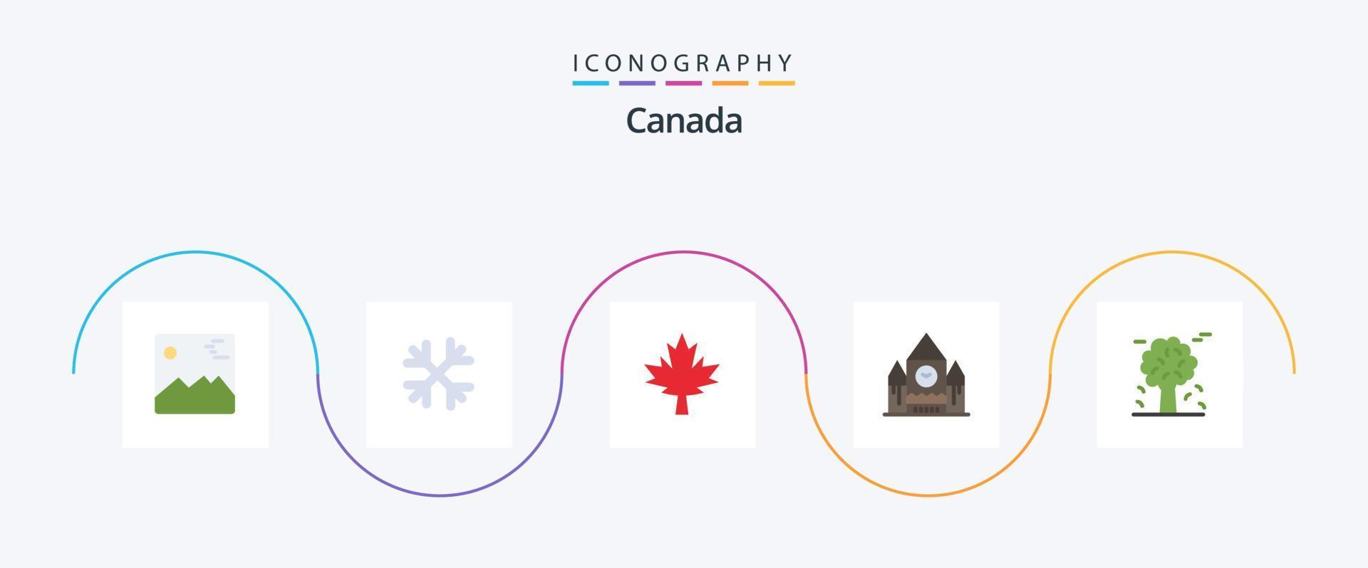 Canada vlak 5 icoon pak inclusief Canada. alpine. Canada. mijlpaal. centrum blok vector