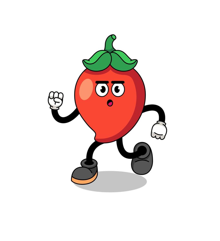 rennen Chili peper mascotte illustratie vector