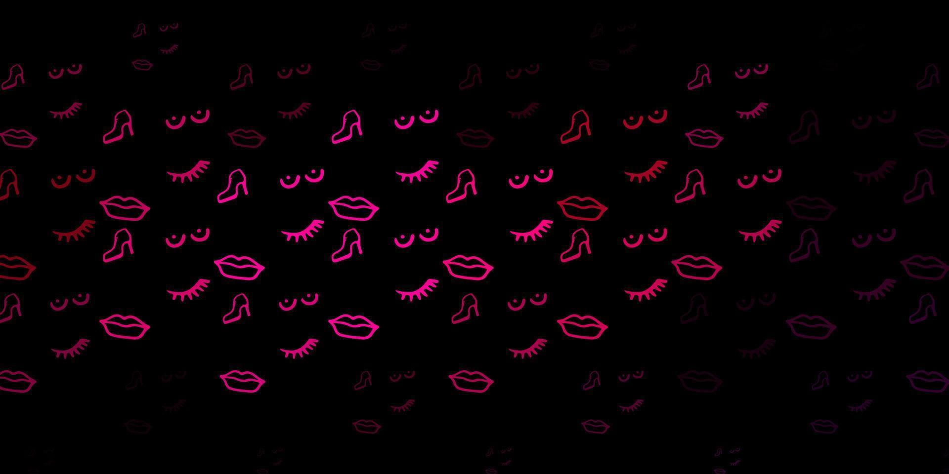 donkerroze vectorachtergrond met vrouwensymbolen. vector