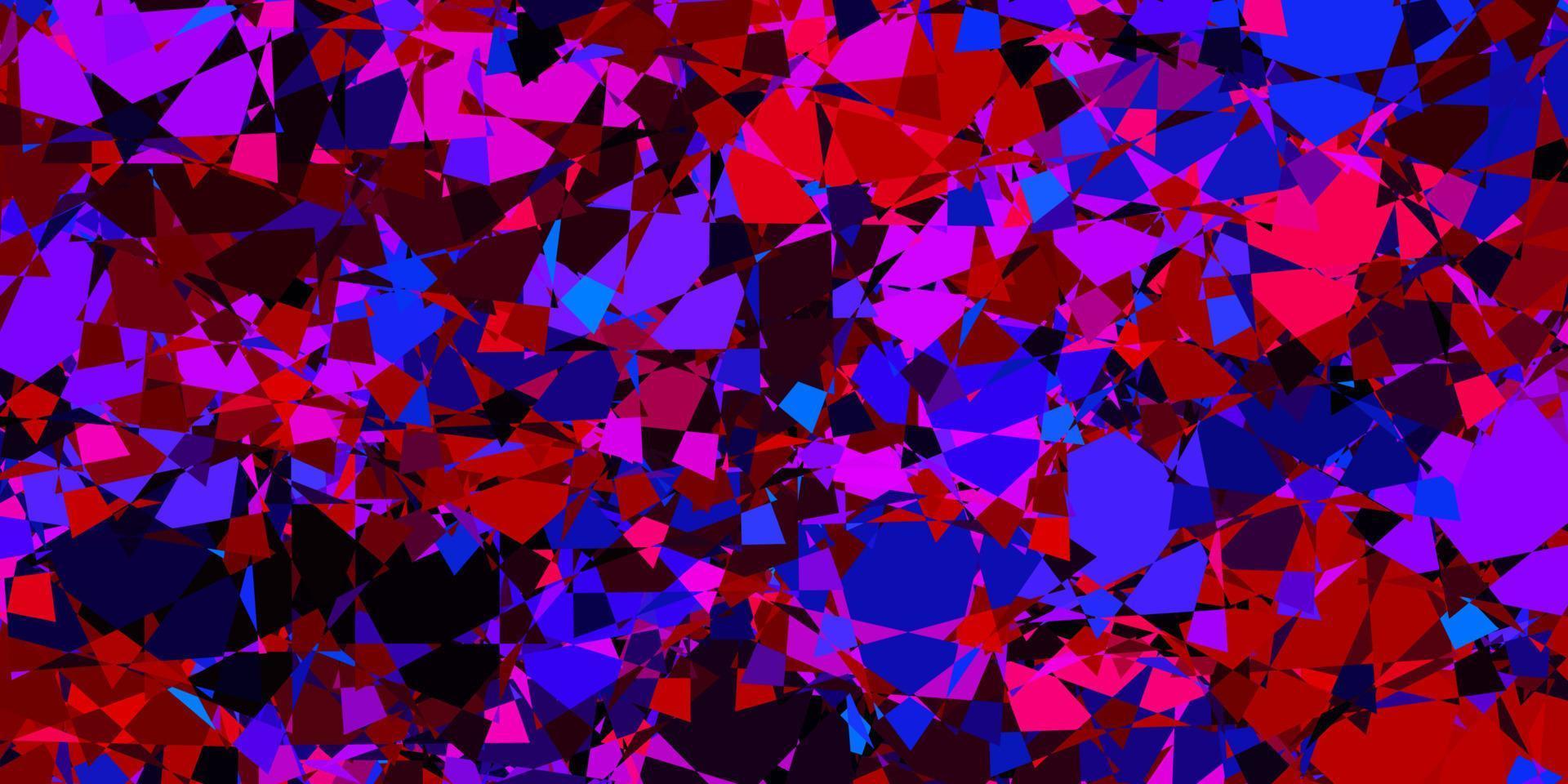 donkerblauwe, rode vectorachtergrond met driehoeken, lijnen. vector