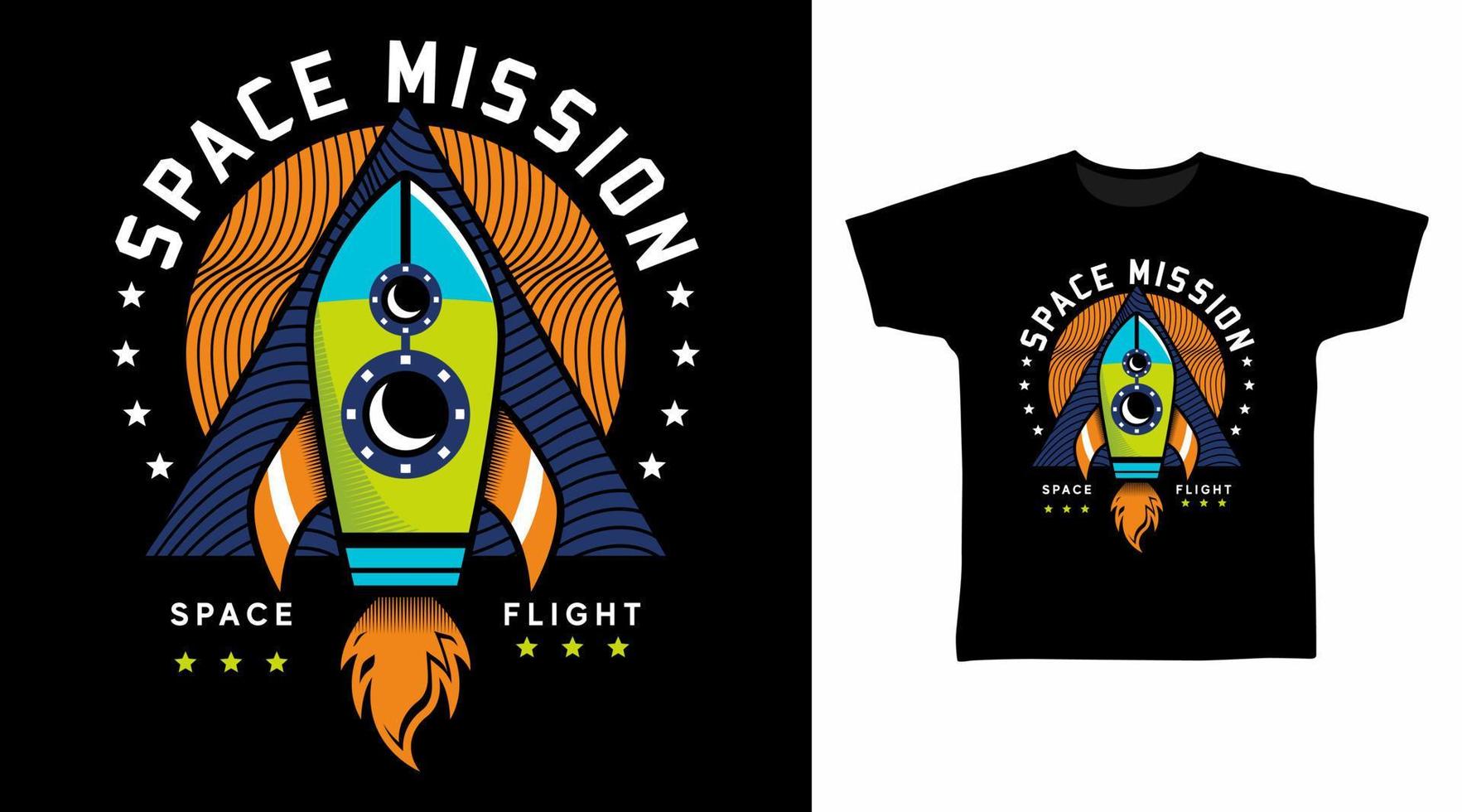 raket missie tekenfilm t-shirt concept ontwerp vector