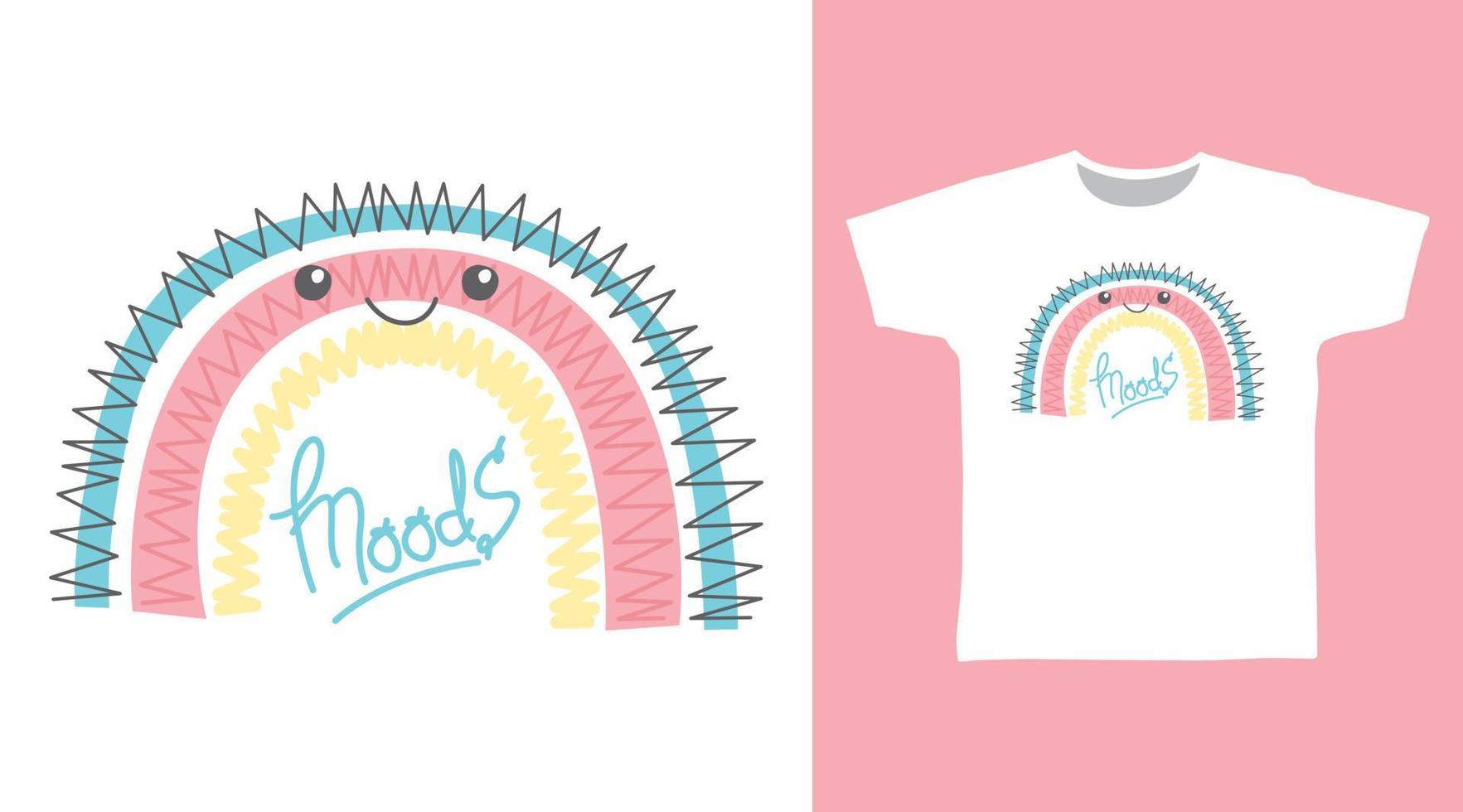 schattig regenbogen stemmingen tekenfilm t-shirt concept ontwerp vector