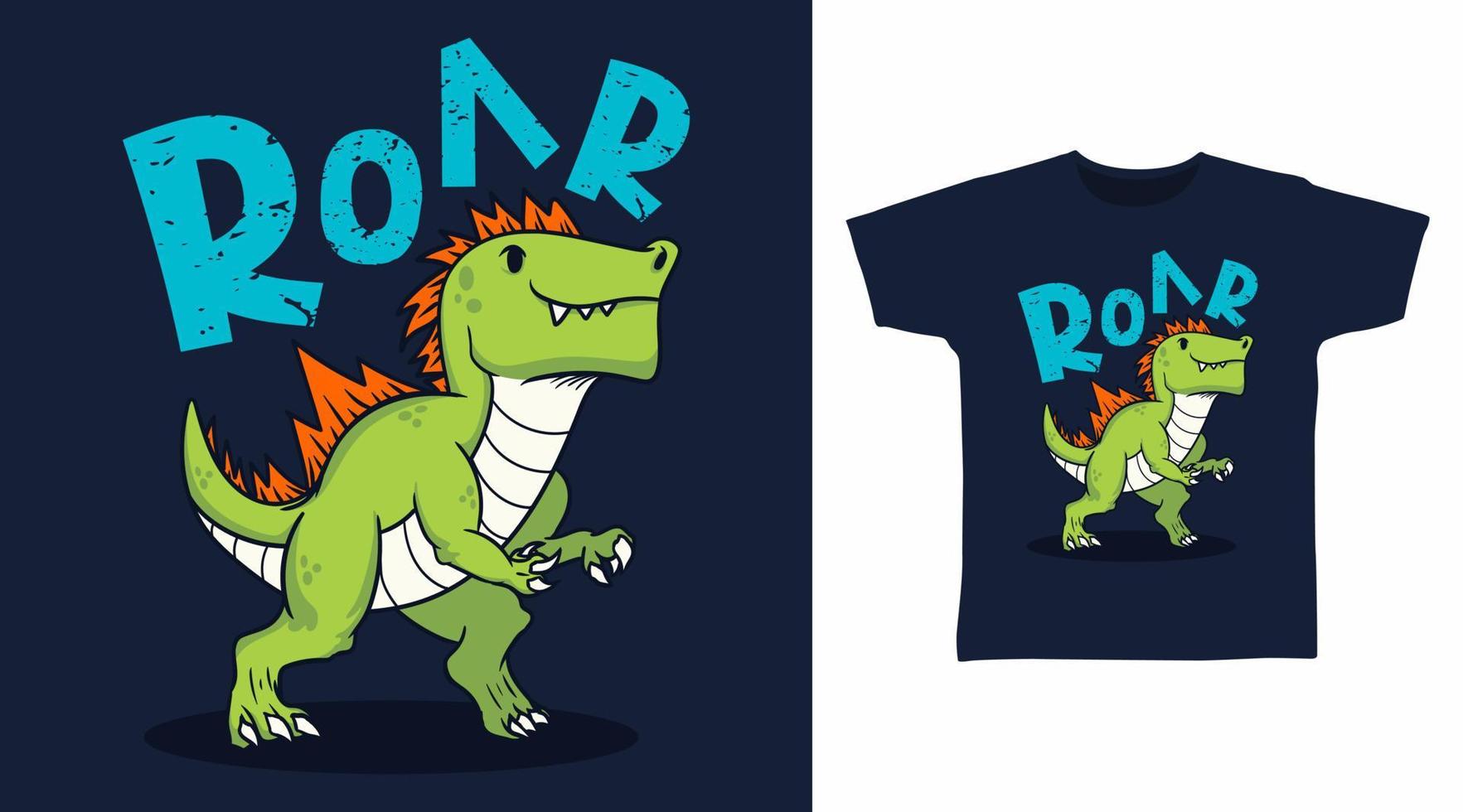 koel dinosaurus brullen tekenfilm t-shirt concept ontwerp vector