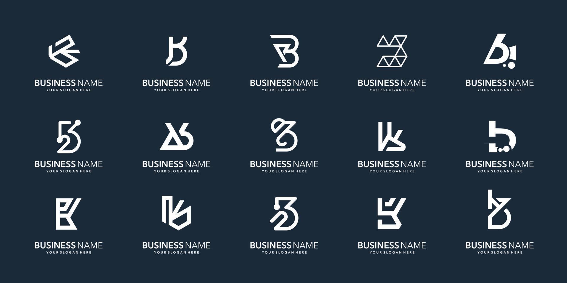 mega bundel brief b monogram abstract stijl, logotype eerste b inspiratie voor bedrijf zakelijk. vector