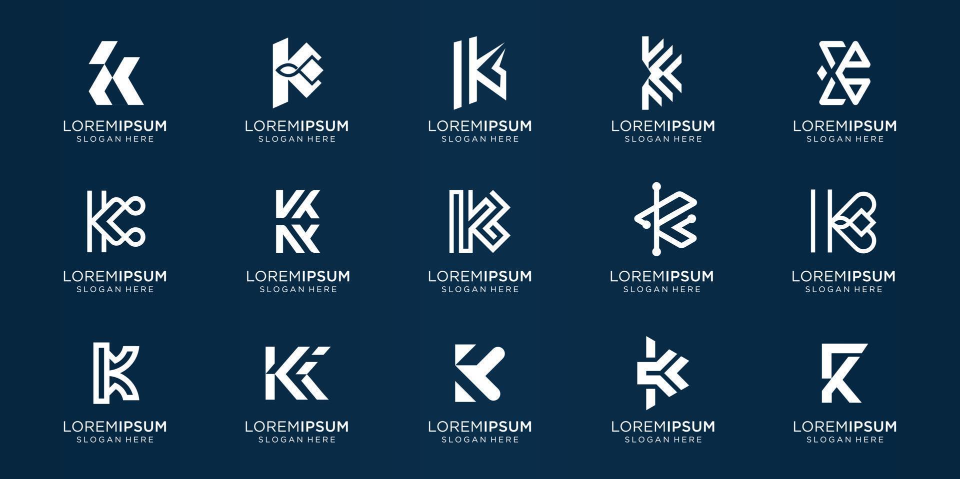 reeks van monogram eerste k logo ontwerp sjabloon.pictogrammen voor bedrijf van luxe, elegant, zakelijk. premie vector