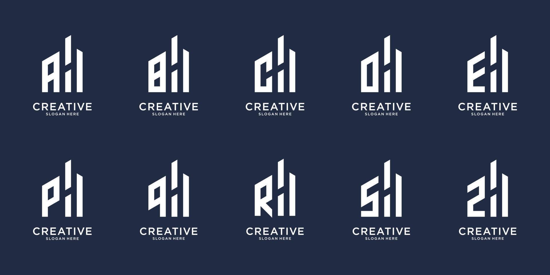 reeks van creatief eerste brief az met gecombineerd brief h logo ontwerp. reeks icoon voor uw bedrijf. vector