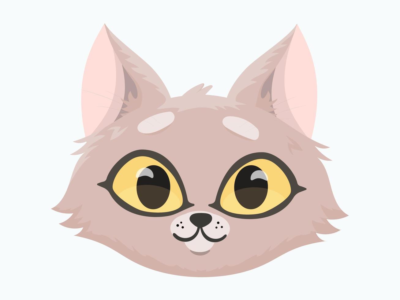tekenfilm beige schattig kat met geel ogen, huisdier hoofd gezicht icoon. baby kaart. huisdier verzameling. geïsoleerd. logo of avatar ontwerp. vector illustratie