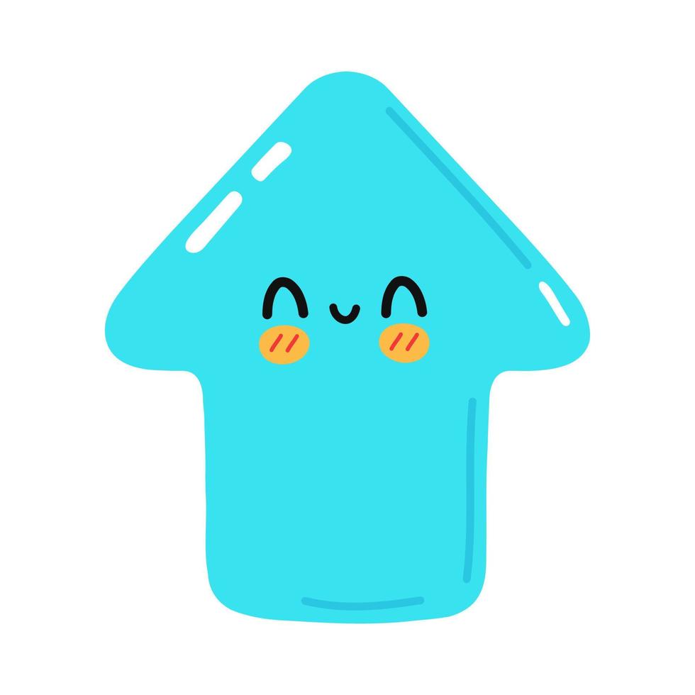 schattig grappig blauw pijl icoon. vector hand- getrokken tekenfilm kawaii karakter illustratie icoon. geïsoleerd Aan wit achtergrond. blauw pijl omhoog richting