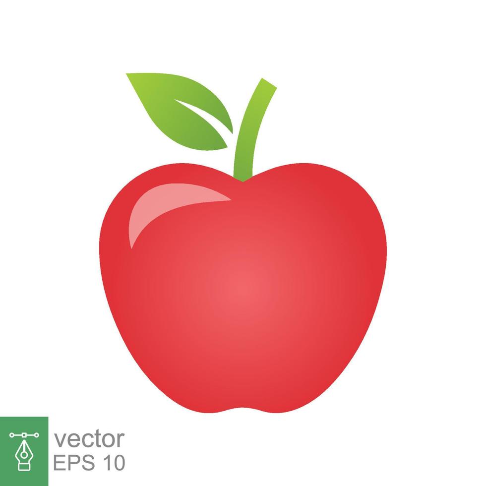 rood appel icoon. gemakkelijk vlak stijl. vers appel fruit met bladeren, groen blad, glanzend, voedsel concept. vector illustratie geïsoleerd Aan wit achtergrond. eps 10.